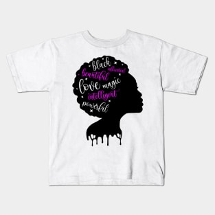 Black American Woman. Afro American Girl. Black Beautiful Kids T-Shirt